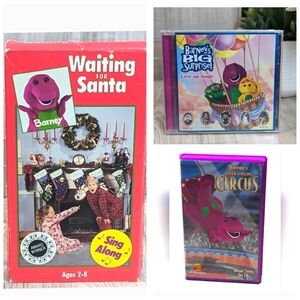 Barney The Purple Dinosaur Vintage Waiting For Santa VHS Tapes & Musical CD